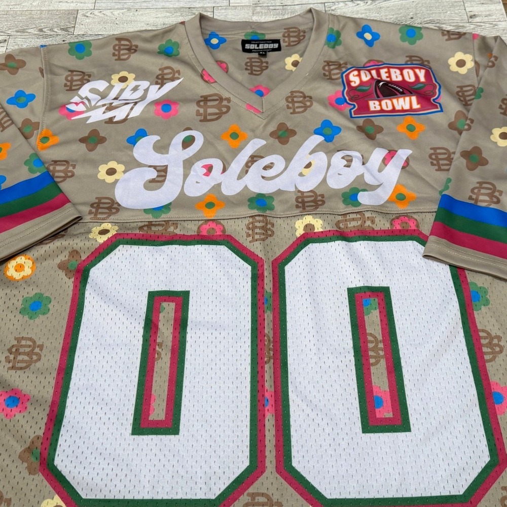 Soleboy Premium Goods Football Jersey XL Tan Floral Monogram Maison De Sole 00